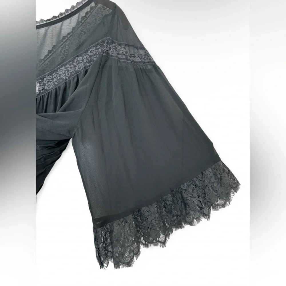 FREE PEOPLE Bali Midnight Rain Top Lacey Boho Women’s Top NWT - Size Large